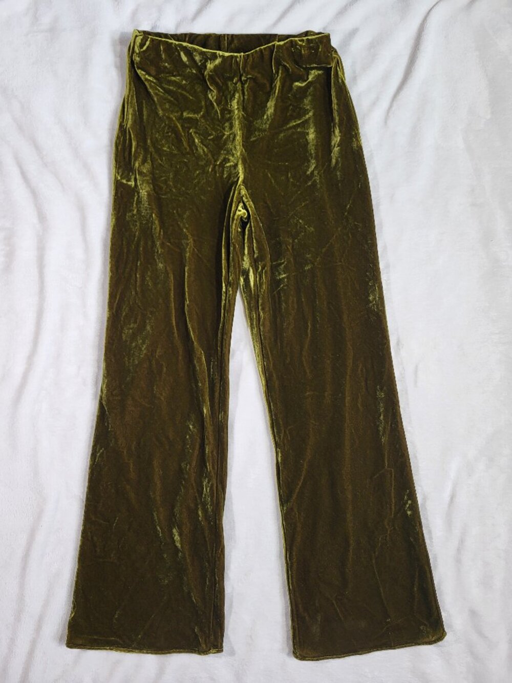 ANTHROPOLOGY Green Velvet Wide Leg Trousers - Small